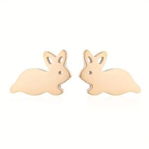 Gold Bunny Rabbit Stud Earrings
